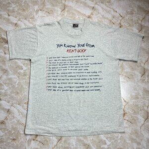 Vintage Funny Humor Joke Kentucky Travel T-Shirt Size Large Mens Grey 90's